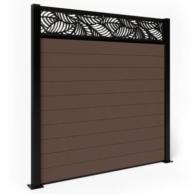 Composite Fencing Mocha with Aluminium Posts with Botanic Trellis