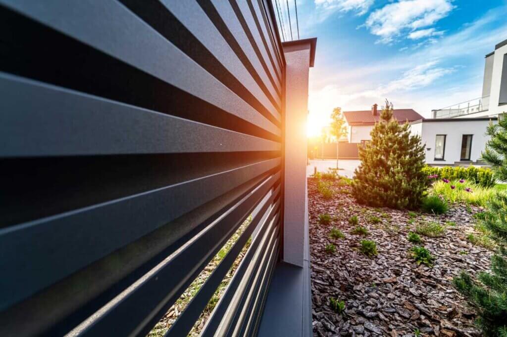 close up shot of black vinyl fence