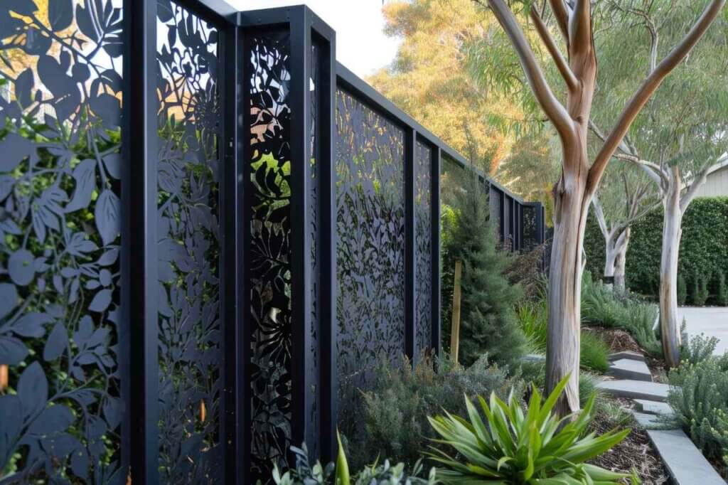 modern black metal fencing