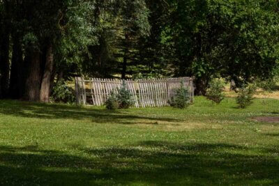 old leaning fence