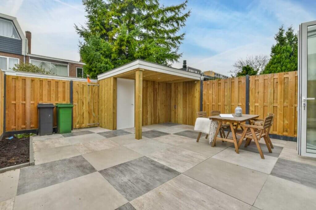 yard with beautiful wooden fence