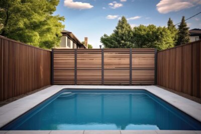 composite fencing and a private swimming pool