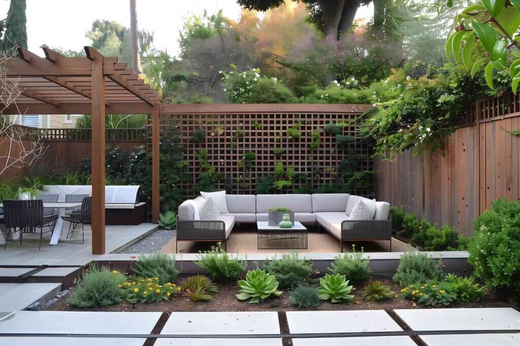 garden with trellis as privacy screen