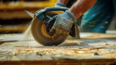 hand holding a circular saw