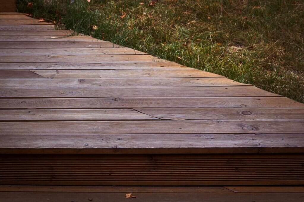 wooden deck on a soil