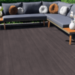 composite deck with seating area - brown / mocha