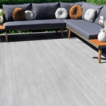 composite deck with seating area - light grey / stone