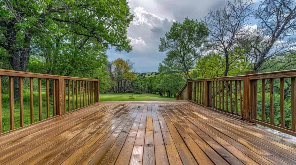 wooden deck with a beautiful view