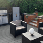 composite decking garden seating area - grey / ash