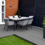 composite decking garden with modern garden furniture - grey / ash