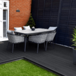 composite decking garden with modern garden furniture - black / graphite