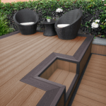 composite decking two tone border, teak and brown