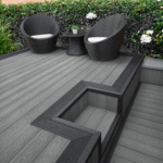 composite decking two tone border, grey and black