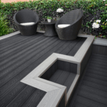 composite decking two tone border, black and light grey