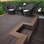 composite decking two tone border, brown and teak