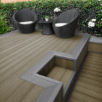 composite decking two tone border, savanna and grey