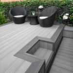 composite decking two tone border, light grey and grey