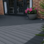 premium composite decking upclose wood grain, anthracite