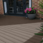 premium composite decking upclose wood grain, walnut