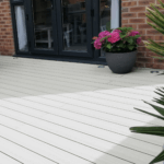 premium composite decking upclose wood grain, onyx white