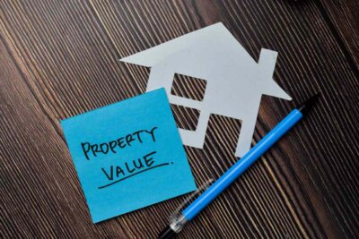 Property Value write on sticky notes isolated