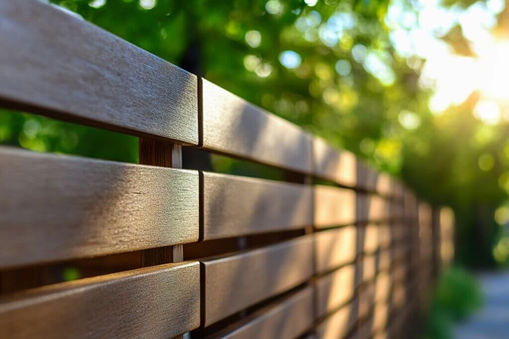 close up shot of modern fencing installed horizontally