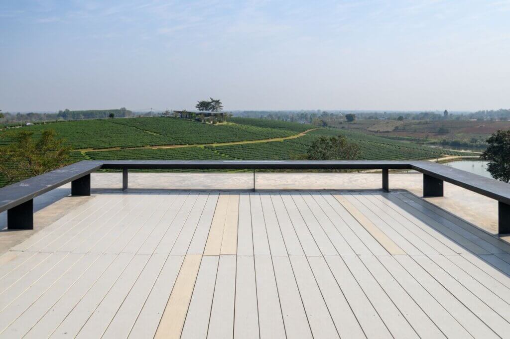 a plain patio with decking installed