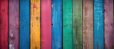 close up shot of a colorful wooden fence