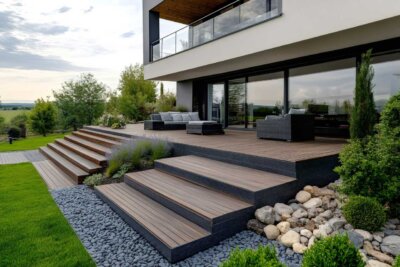 modern house with wooden decking