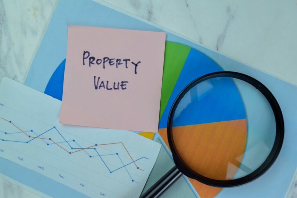 words property value written on a sticky note with a magnifying glass