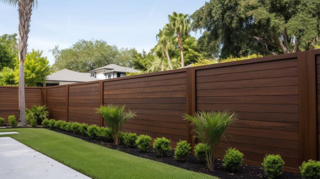 composite fence installed in a modern home's yard