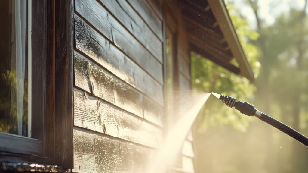 home exterior being pressure washed