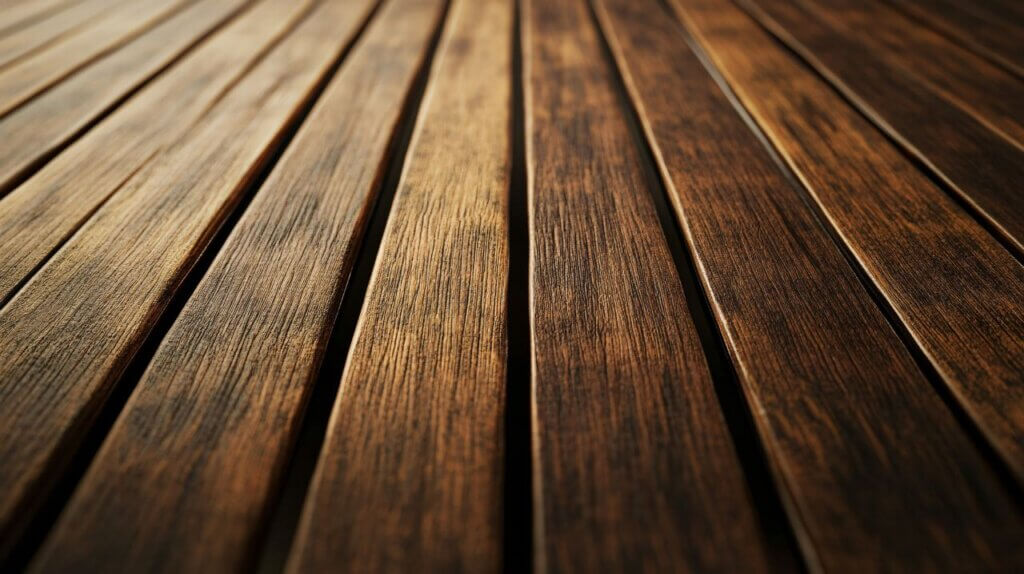 close up shot of refinished wooden decking