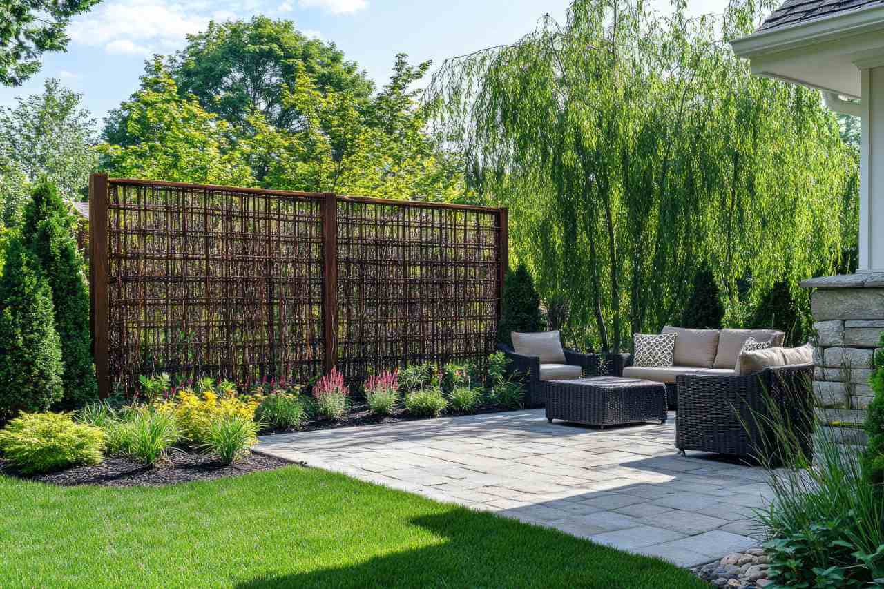 beautiful garden with privacy screen